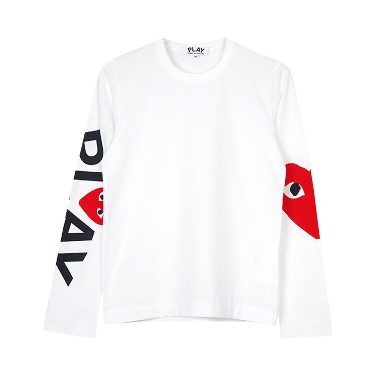 Футболка Comme des Garçons PLAY Oversized Heart Long-Sleeve T-Shirt 'White', белый — фото 2
