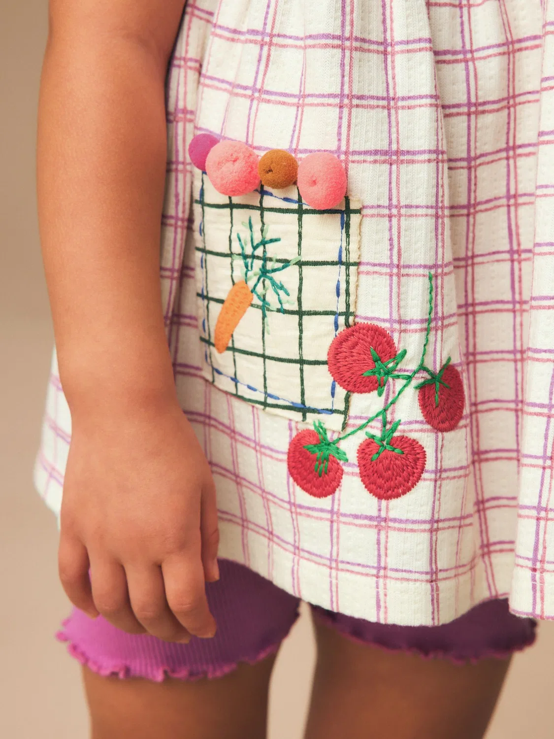 Комплект топ с пеплумом и шорты-велосипедки, Purple Fruit Embroidery Next, фиолетовый — фото 4