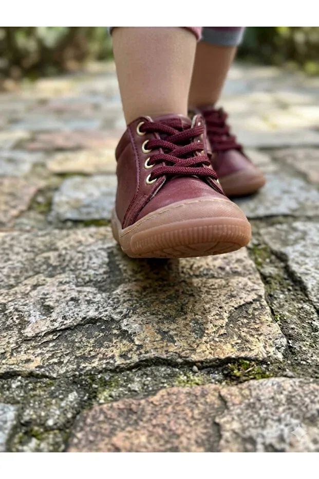 Детские ботинки для девочек кожаные Nuh Kids, Burgundy — фото 2