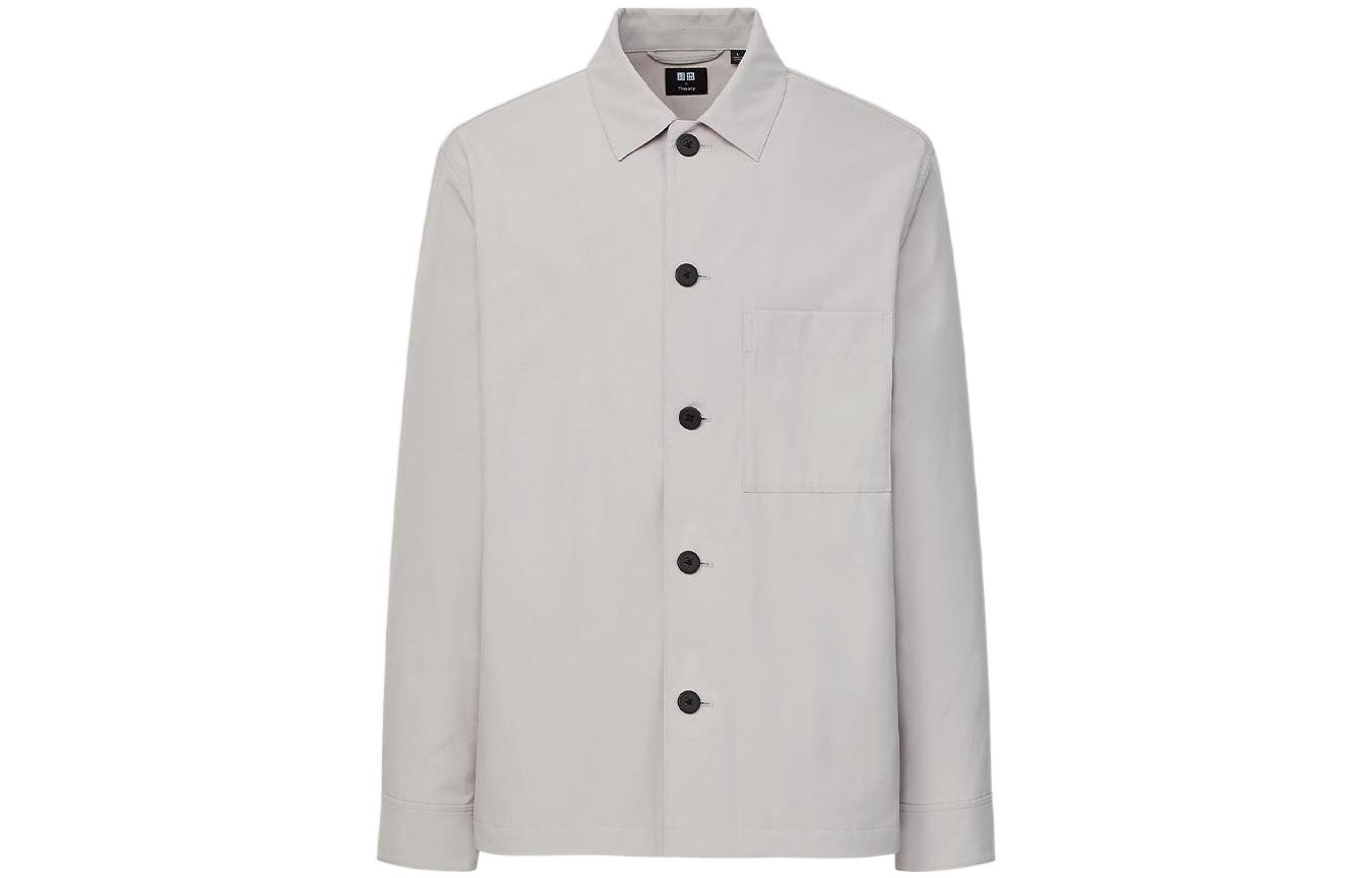 

UNIQLO Рубашка с нагрудным карманом, Light Gray