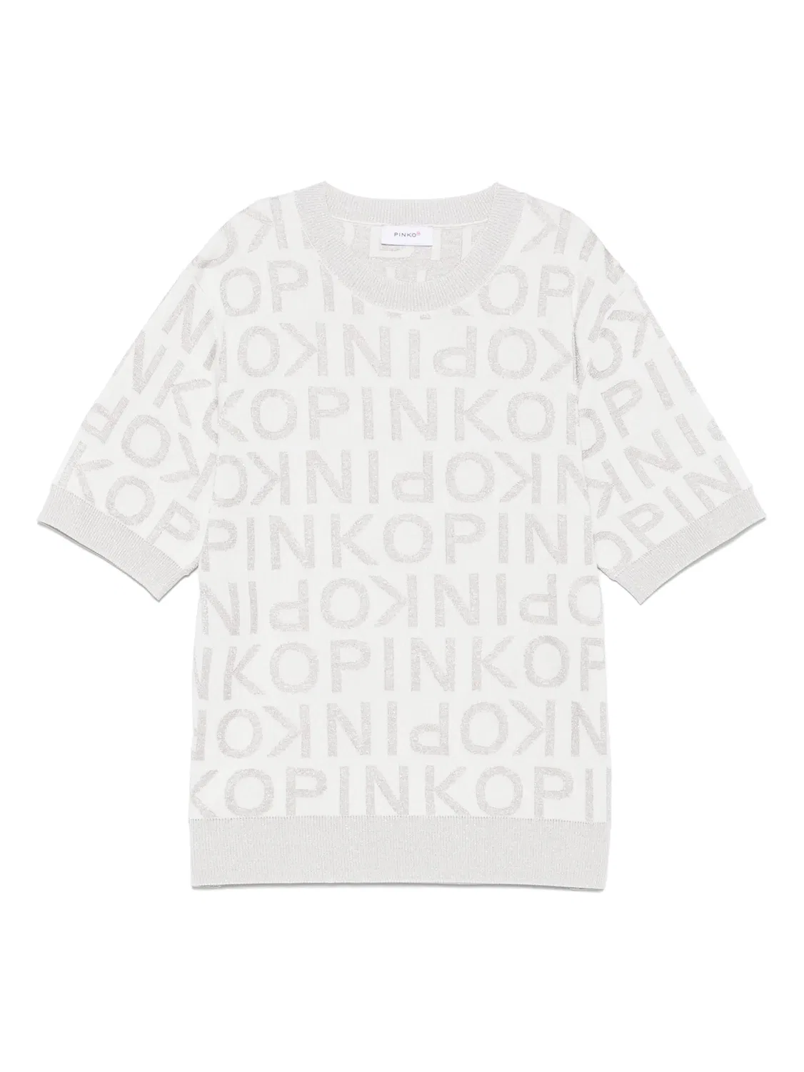Футболка с жаккардовым логотипом PINKO, светло-бежевый