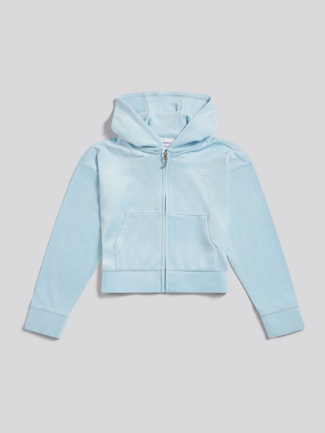 Худи кроп-велюр с диамантовым лого Juicy Couture, синий