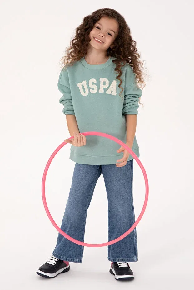 Детские свитшот для девочек с длинным рукавом U.S. Polo Assn., Mint — фото 2