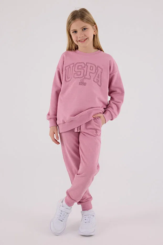 Детский спортивный костюм для девочек с вышивкой U.S. Polo Assn., Dried Rose