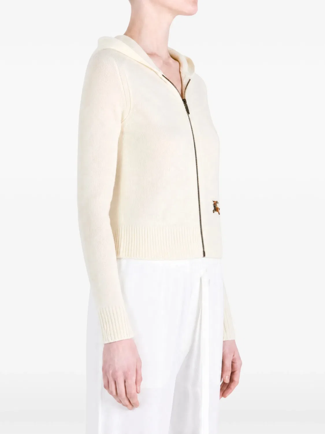 Женское худи на молнии с капюшоном в рубчик Burberry, Neutrals — фото 3