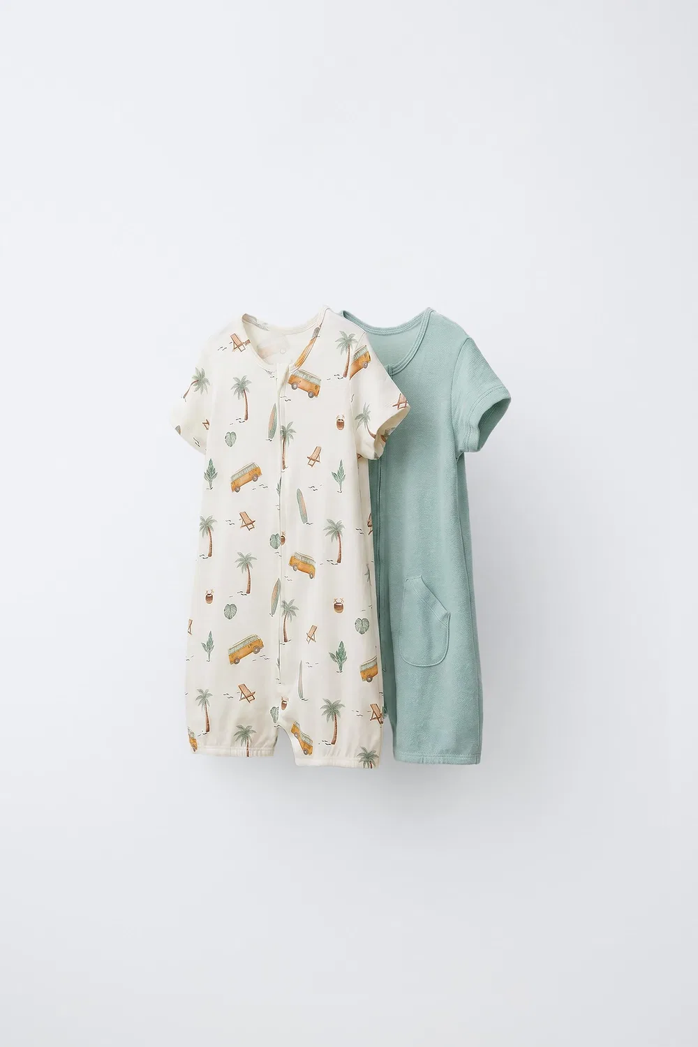Комплект из 2 пижам с принтом ZARA, Ecru