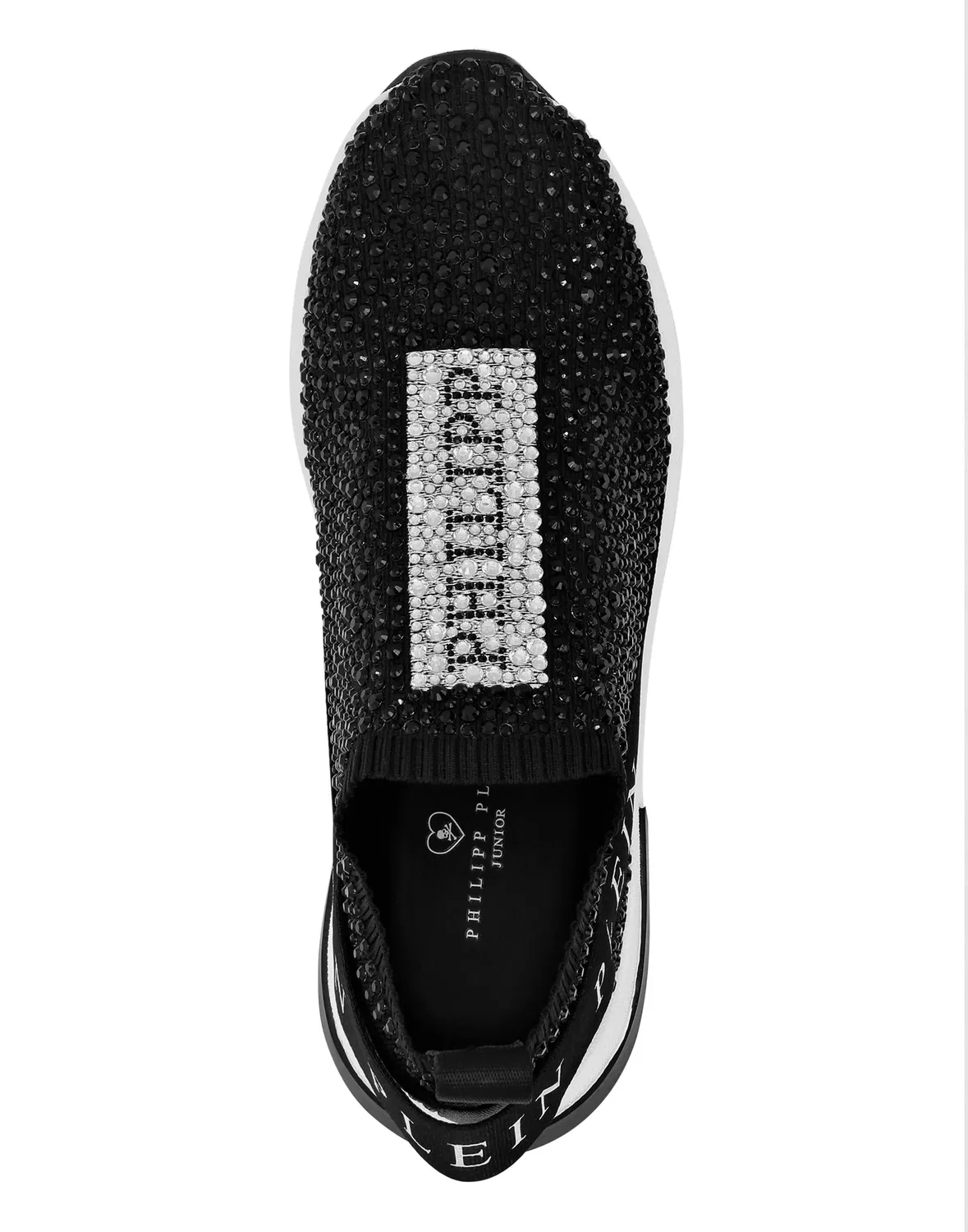 Детские кроссовки-беговые с полной отделкой стразами Runner Sock Sneakers Full Rhinestones Plein PHILIPP PLEIN, Black/Gold — фото 3