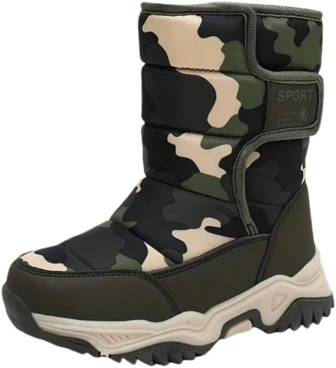 Детские зимние ботинки с принтом камуфляж для мальчиков Hhhchpm, Army Green