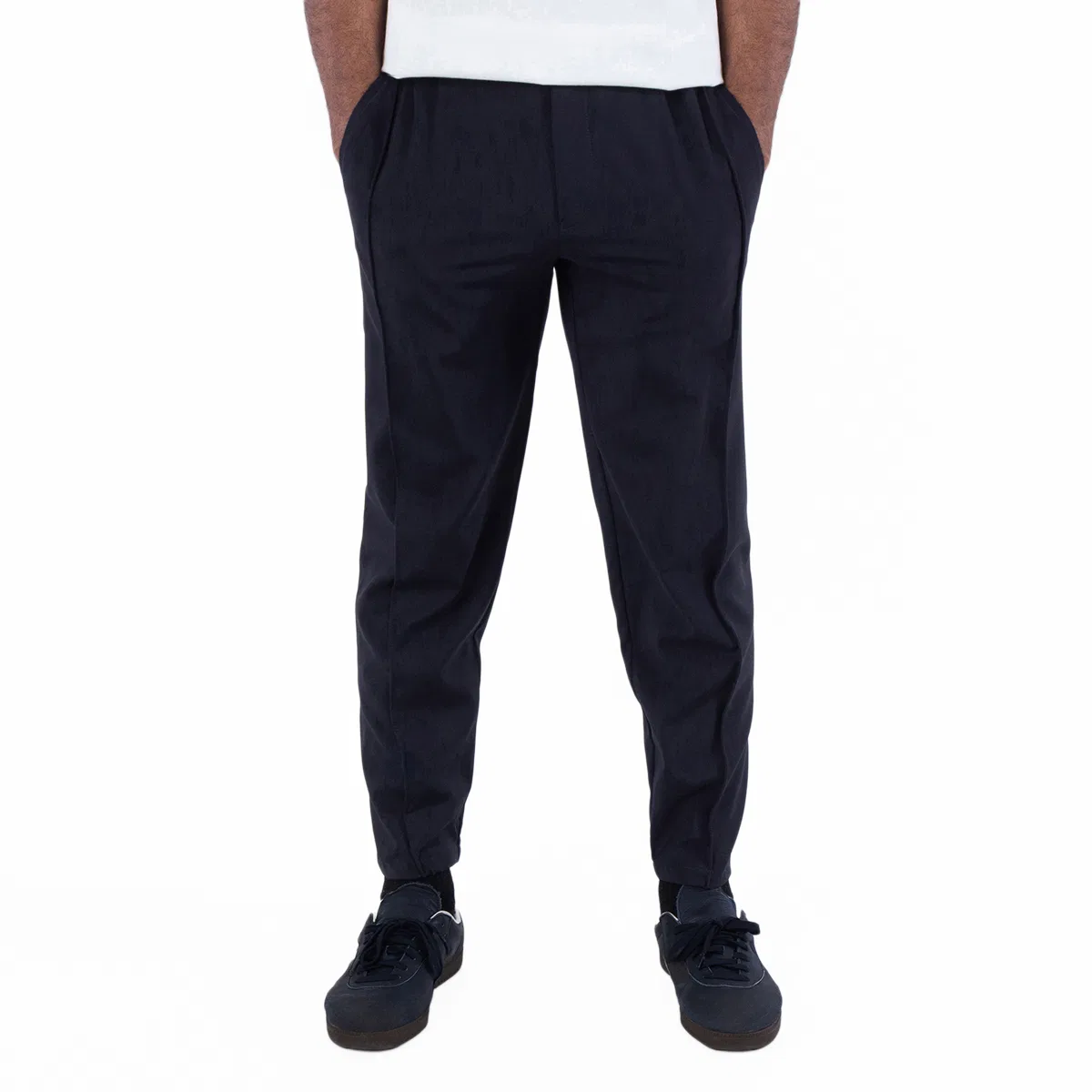 Брюки из шерсти с эластичным поясом Natural Stretch Canvas Trousers Emporio Armani, Navy Blue