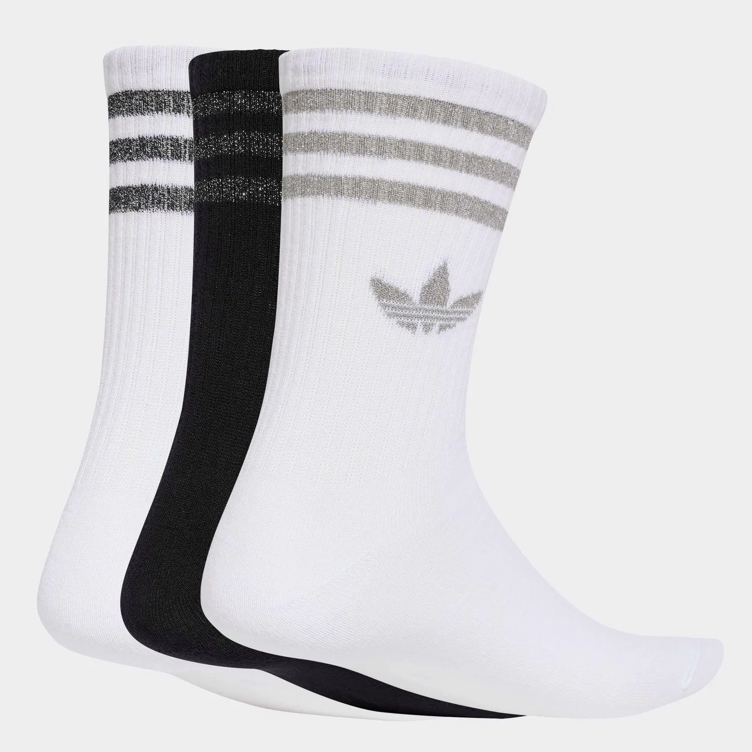 Женские спортивные носки с блестящими полосками Adidas Originals, White/Silver Metallic/Black — фото 2