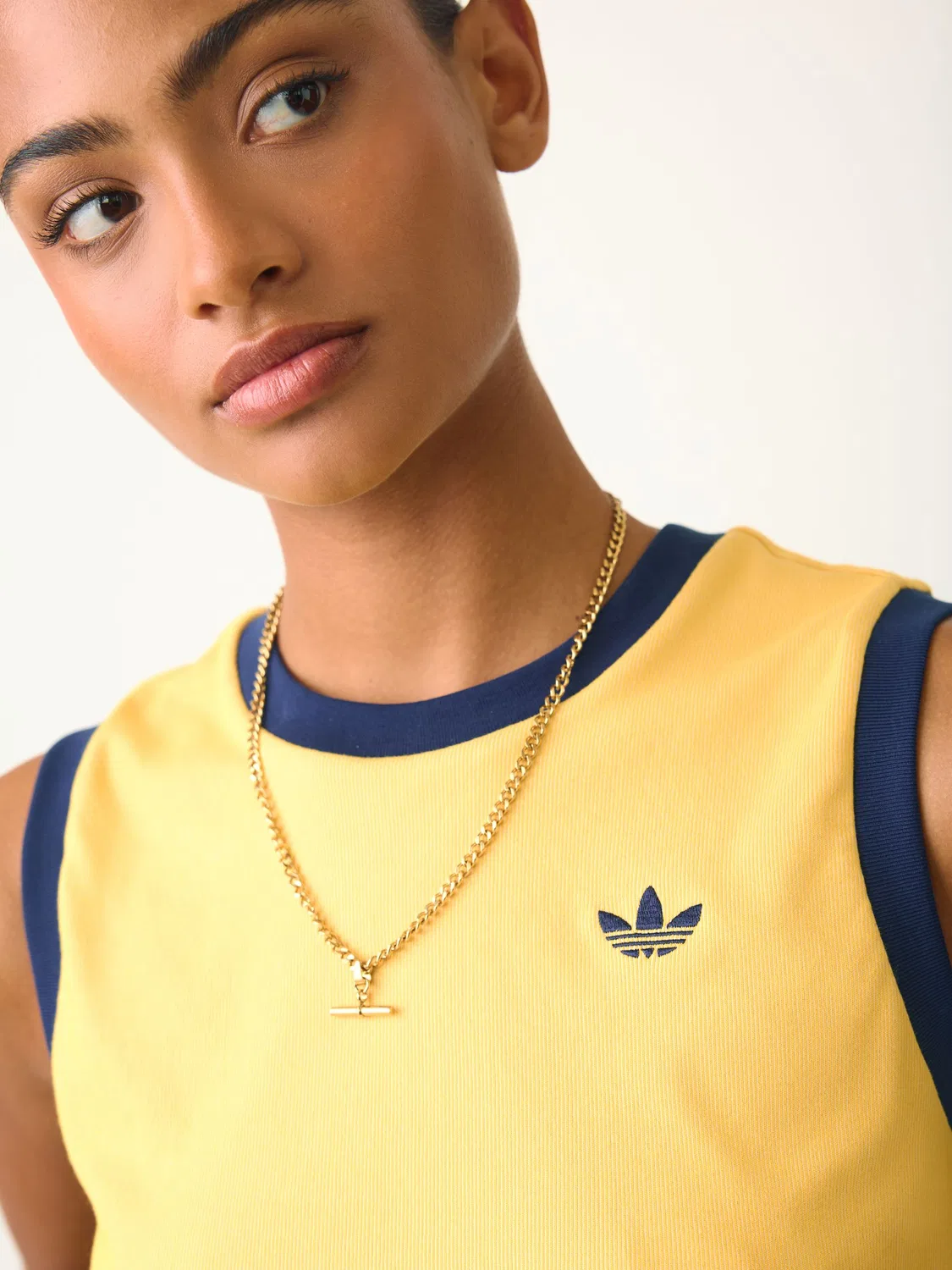 Топ без рукавов с полосками, adidas Originals, желтый — фото 4
