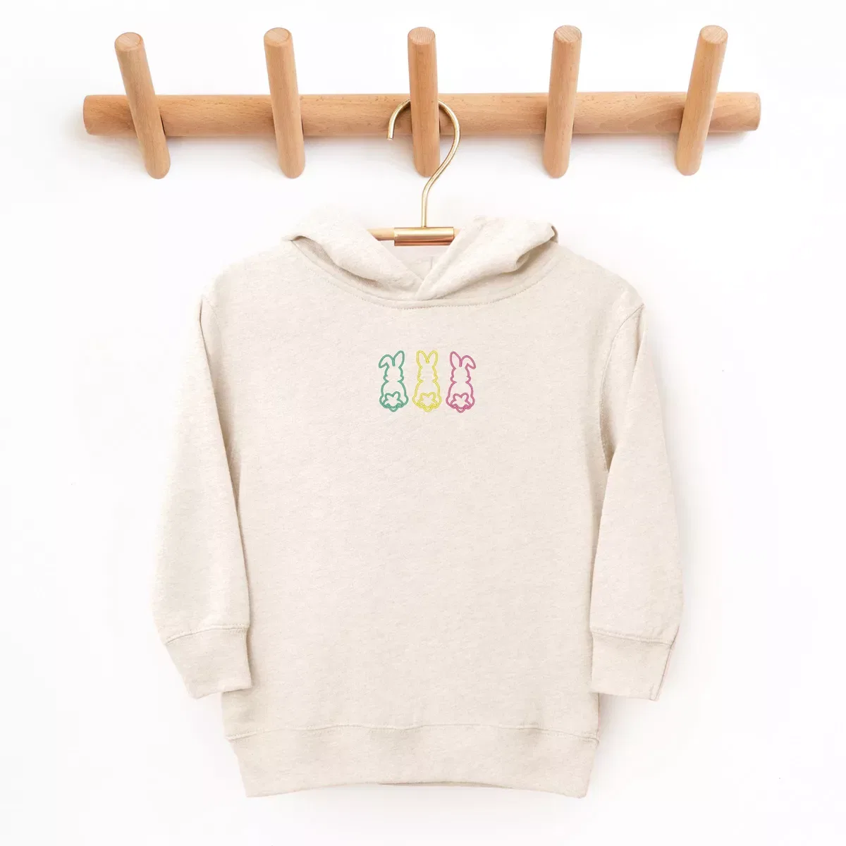 Детское худи с вышивкой Embroidered Easter Bunny Outline The Juniper Shop, Natural — фото 2
