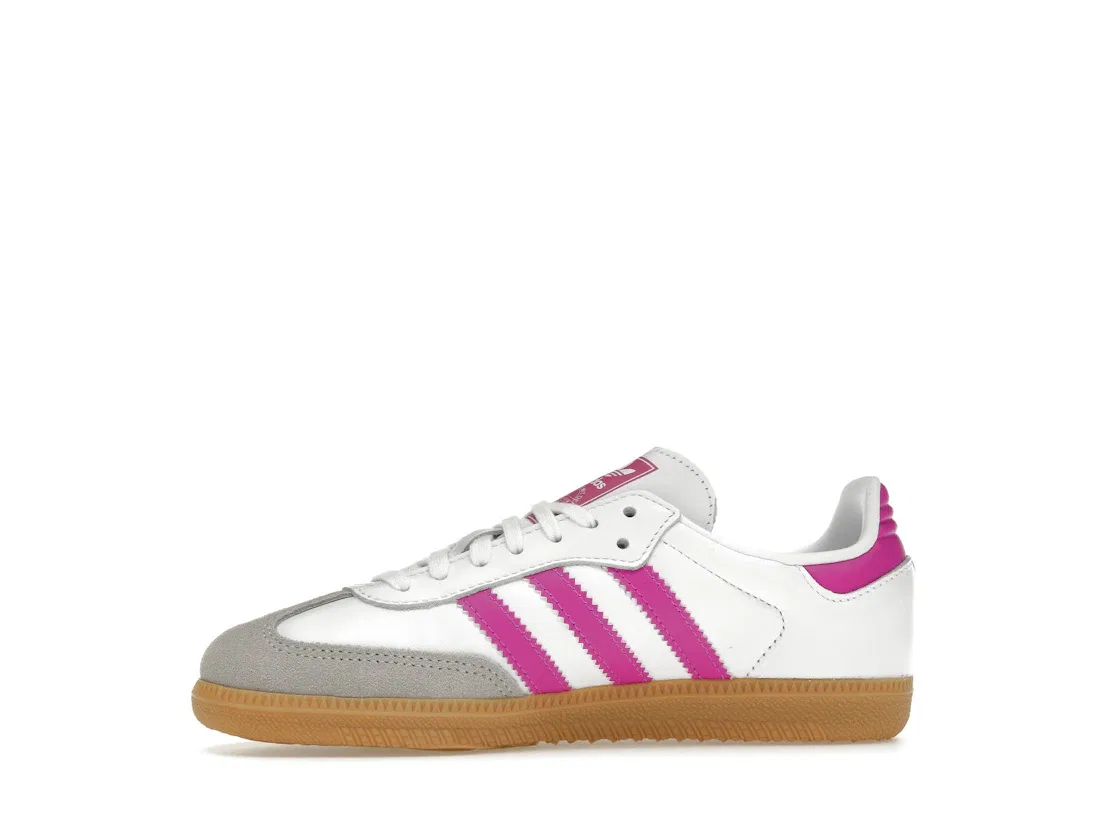 Детские кроссовки с замшевыми вставками Adidas Samba OG, Footwear White/Purple/Gum — фото 3