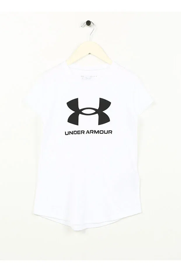 Детская футболка для девочек хлопковая Sportstyle Logo SS Under Armour, White — фото 2
