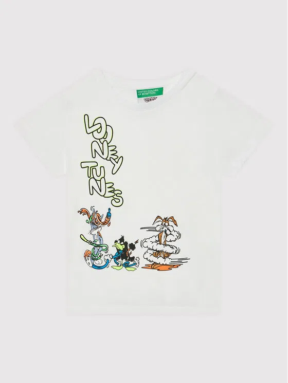 Футболка regular fit Looney Tunes United Colors Of Benetton, белый