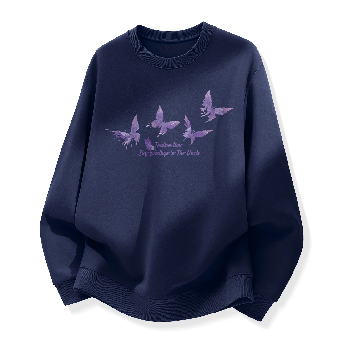 Детский свитшот с круглым вырезом Tonlion, Цвет: shallow rice (tb ink purple butterfly) — фото 3