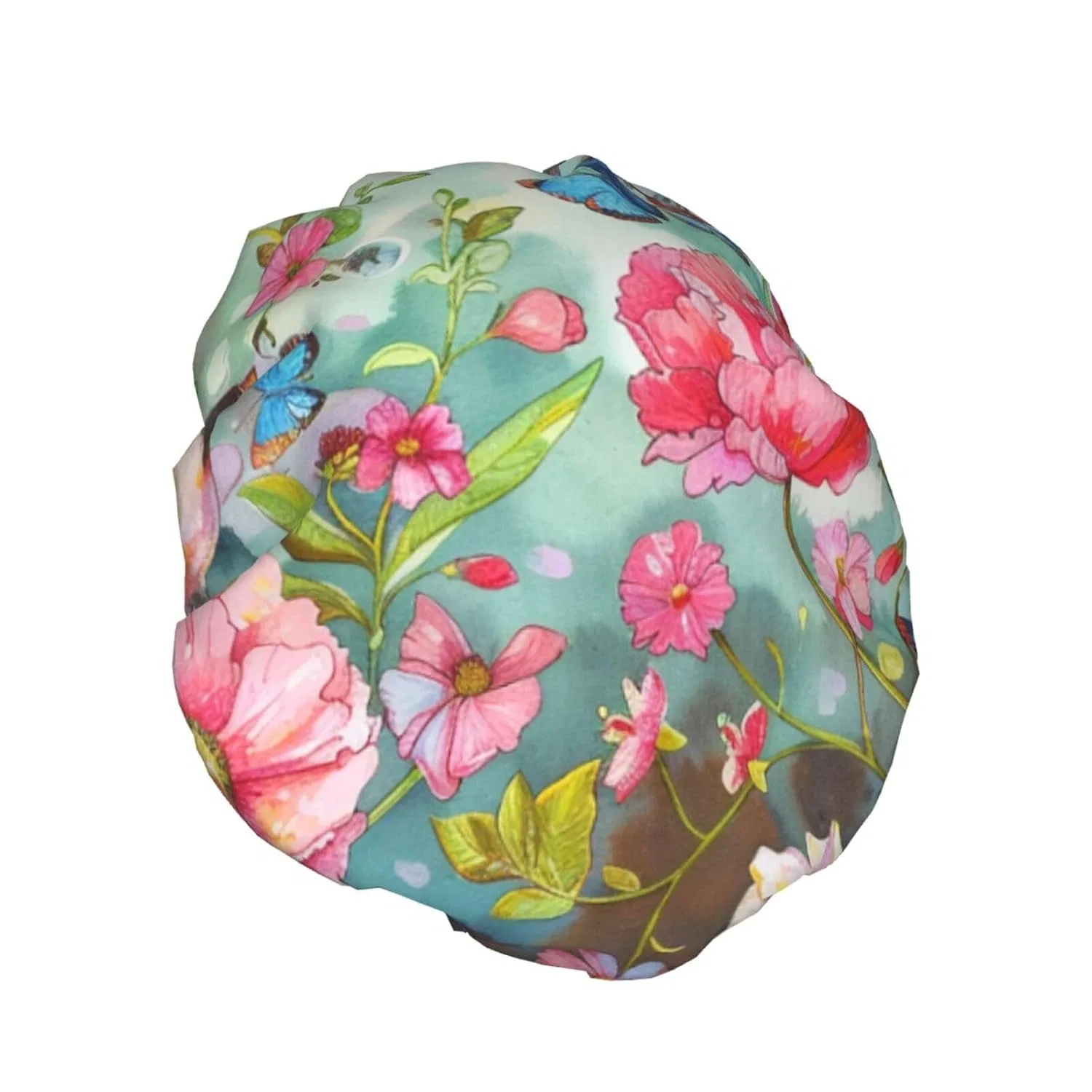 Шапочка для душа с принтом Garden with Birds and Flower, BWWHCCTI, двойной слой, 27.4 см, Black — фото 2