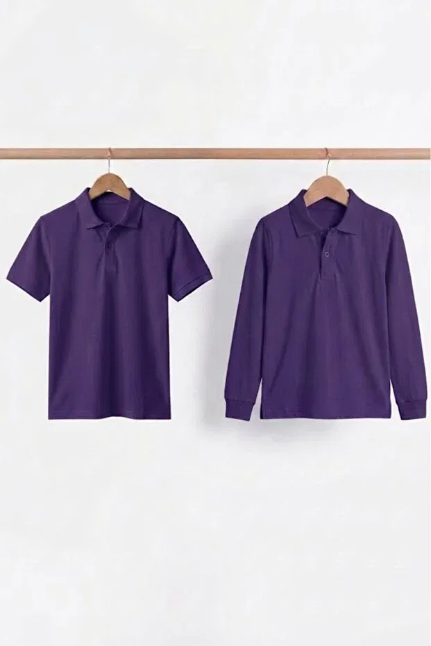 Детский комплект футболок с поло с коротким рукавом Nacar Store, Purple — фото 3