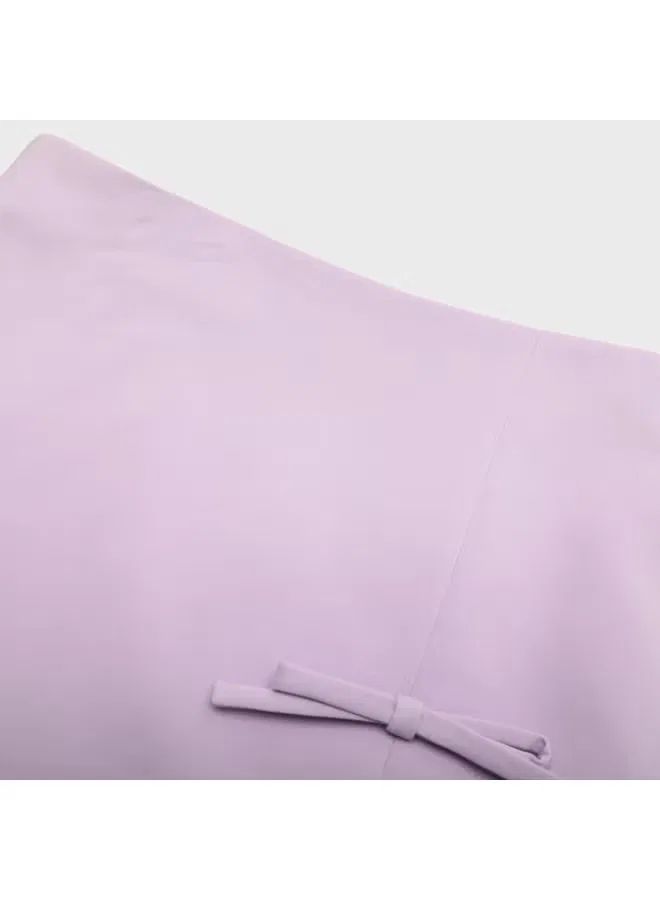 Юбка-трапеция с бантом и высоким разрезом Zara, фиолетовый — фото 4