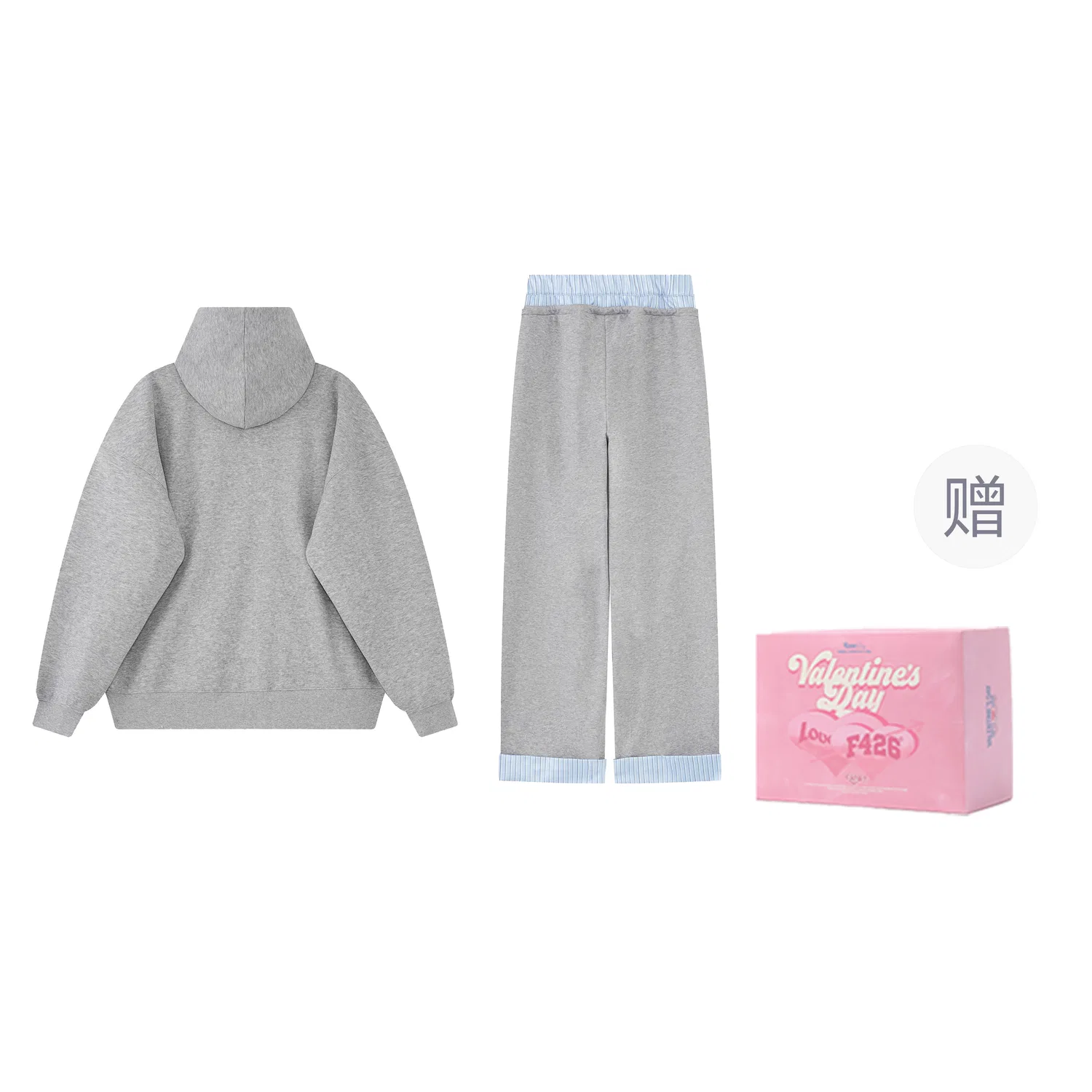 Детский комплект толстовки с капюшоном и принтом F426, Heather Gray — фото 4