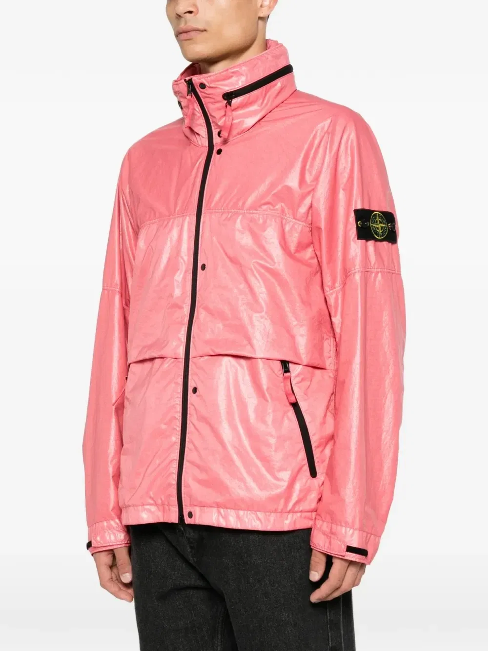 Куртка с нашивкой-логотипом на молнии Stone Island, розовый — фото 3