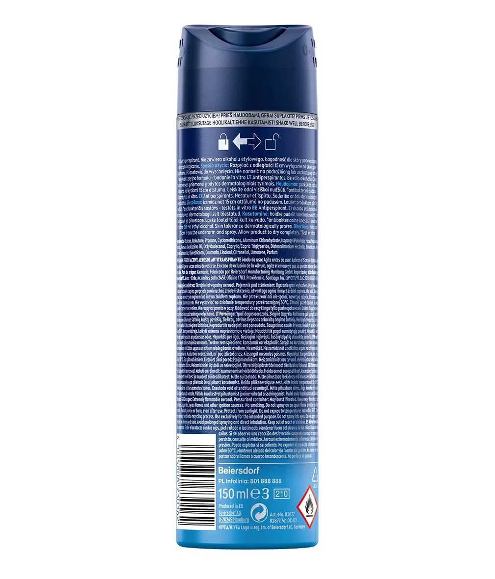 Антиперспирант спрей Fresh Active, NIVEA, набор 5x150 мл — фото 2
