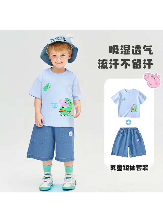 Комплект летний легкий дышащий для мальчиков Peppa Pig, голубой — фото 2
