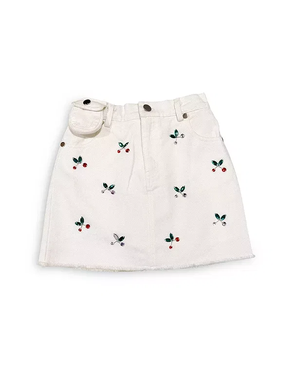 Детская юбка для девочек с принтом Cherry On Top Gem Denim Lola + The Boys, белый