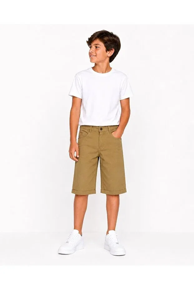 Детские шорты для мальчиков хлопковые с регулируемым поясом Double leg model Dgs Kids, Beige