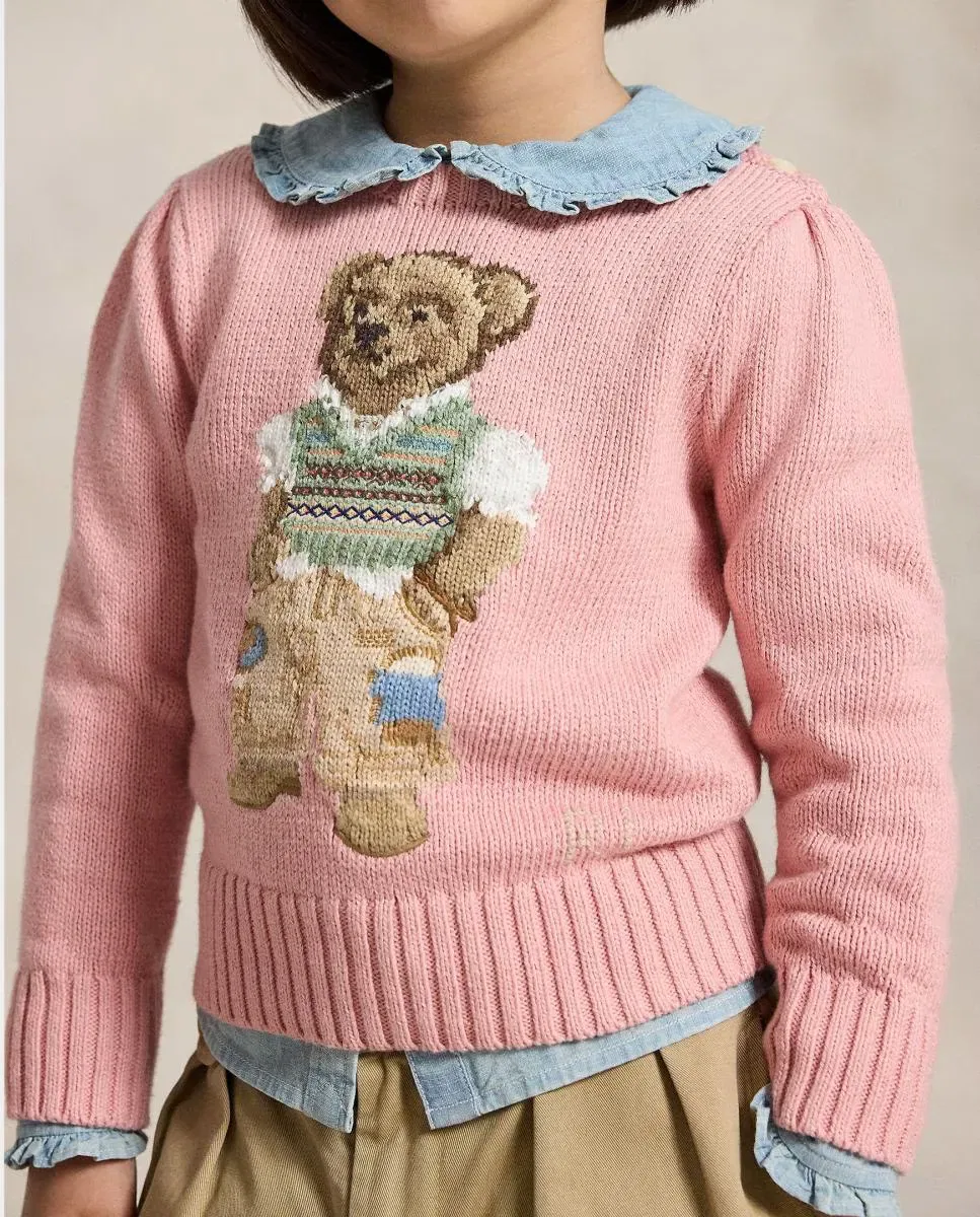 Детский джемпер для девочек хлопковый Polo Bear Polo Ralph Lauren, Rosa — фото 2
