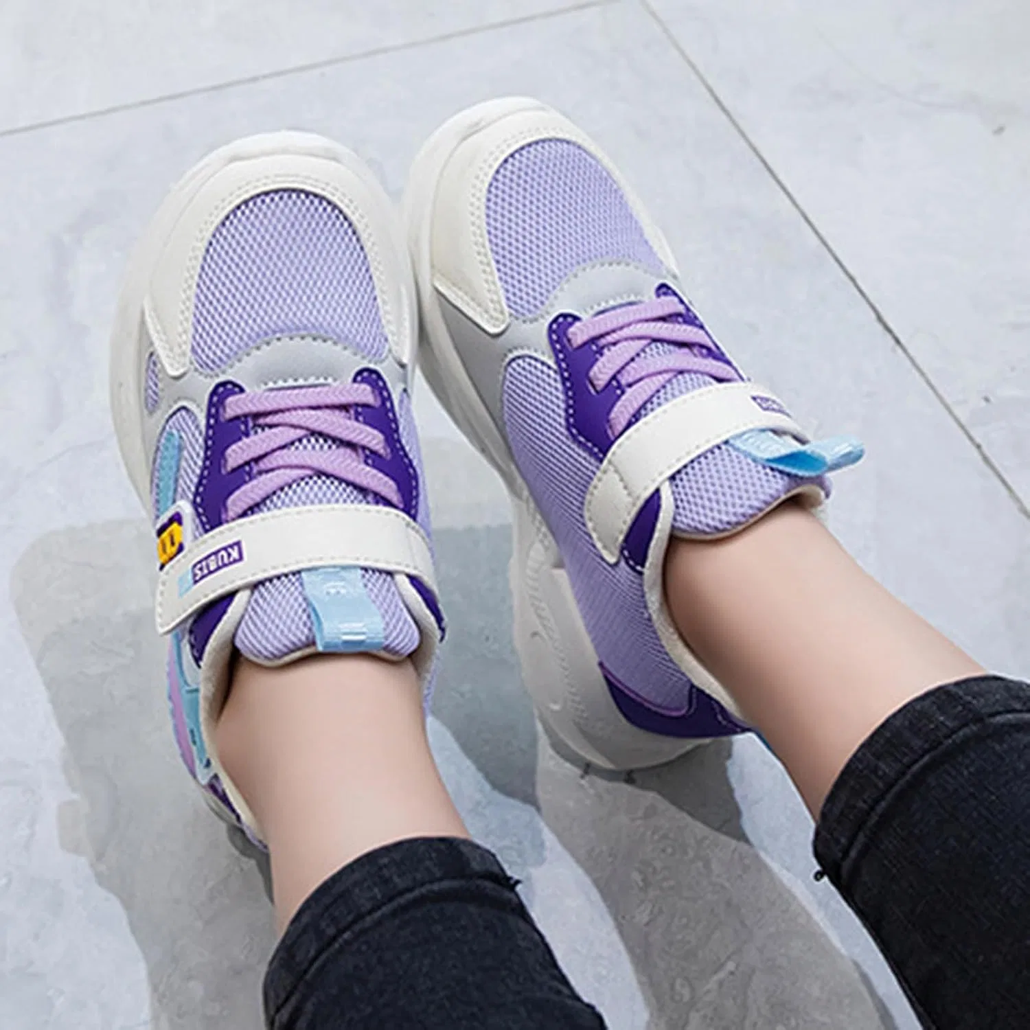 Детские кроссовки с принтом для девочек и мальчиков, Purple — фото 3