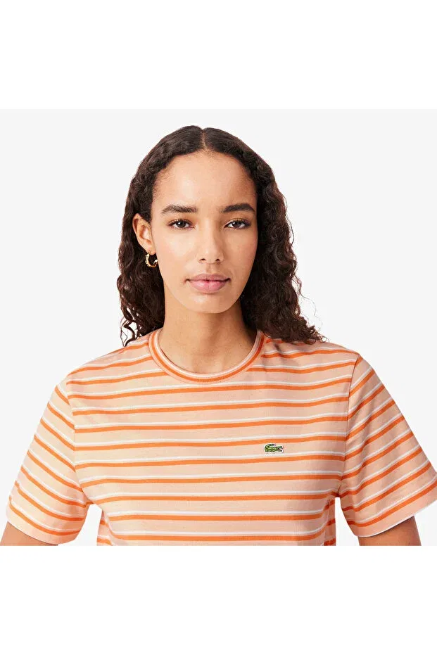 Футболка Lacoste 4aw-Orange, полосатая, оранжевая — фото 2