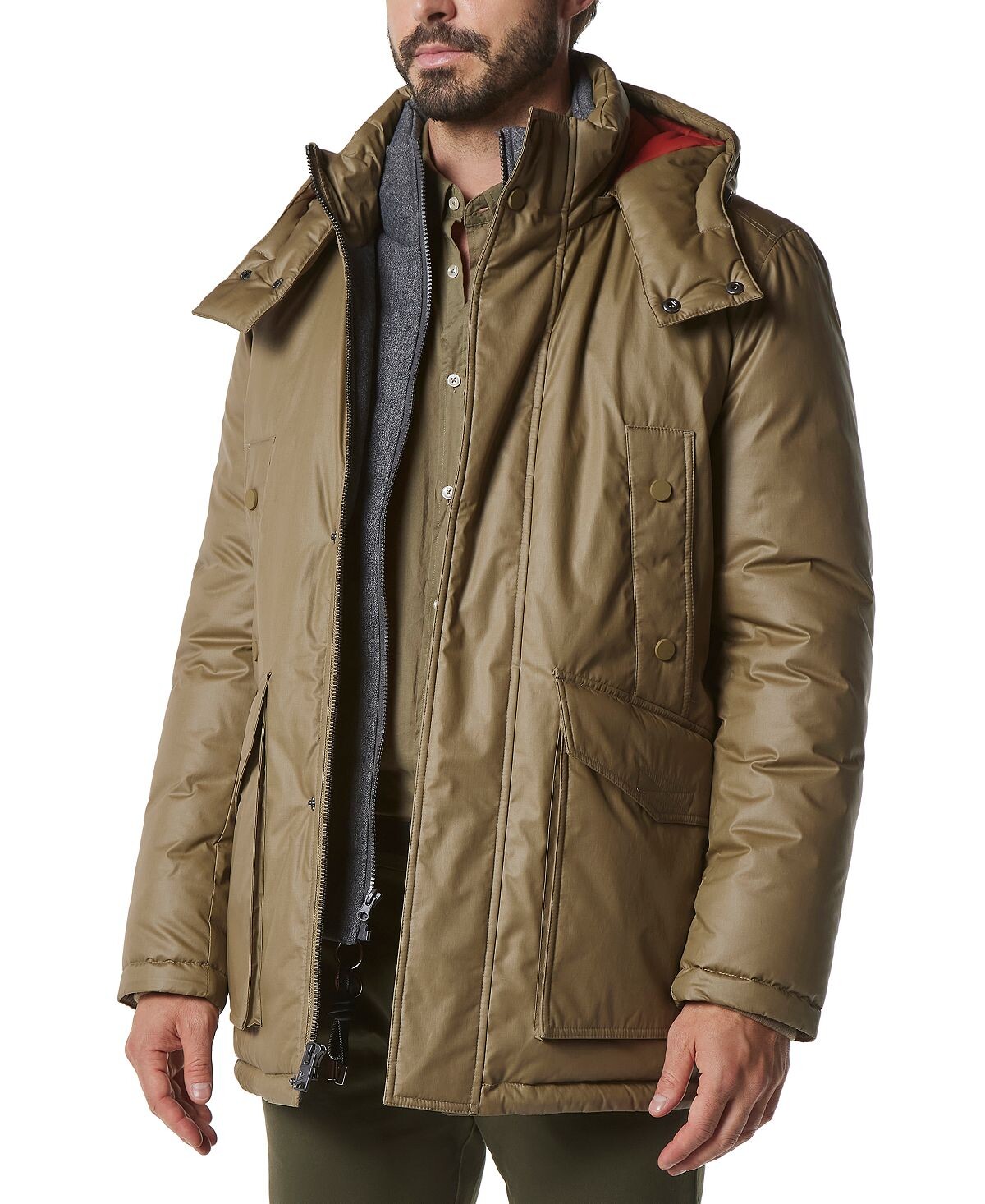 

Мужская парка oxley tumbled resin parka Marc New York, Коричневый, Мужская парка oxley tumbled resin parka Marc New York