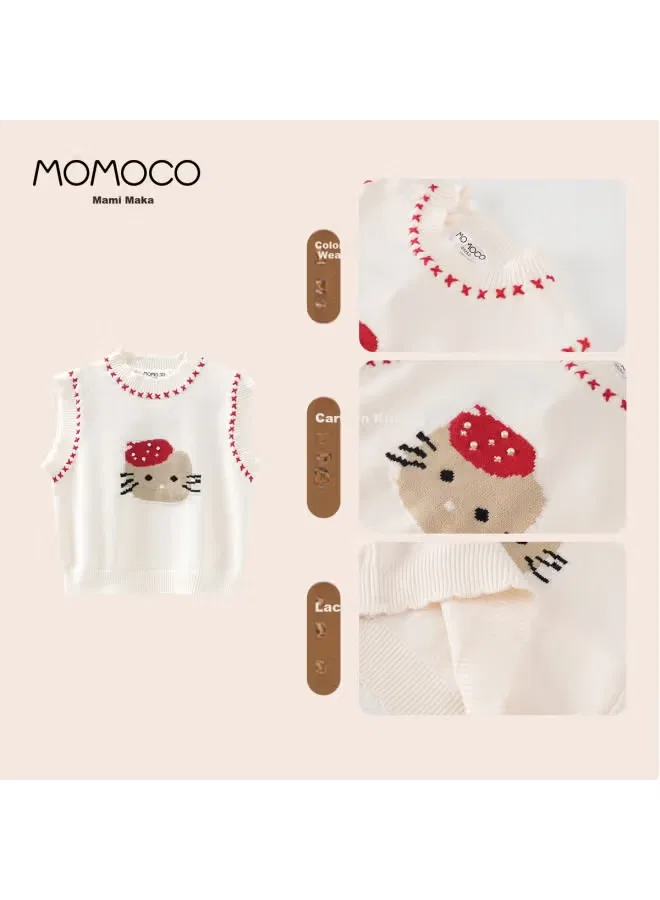Жилет вязаный с принтом Momoco, белый
