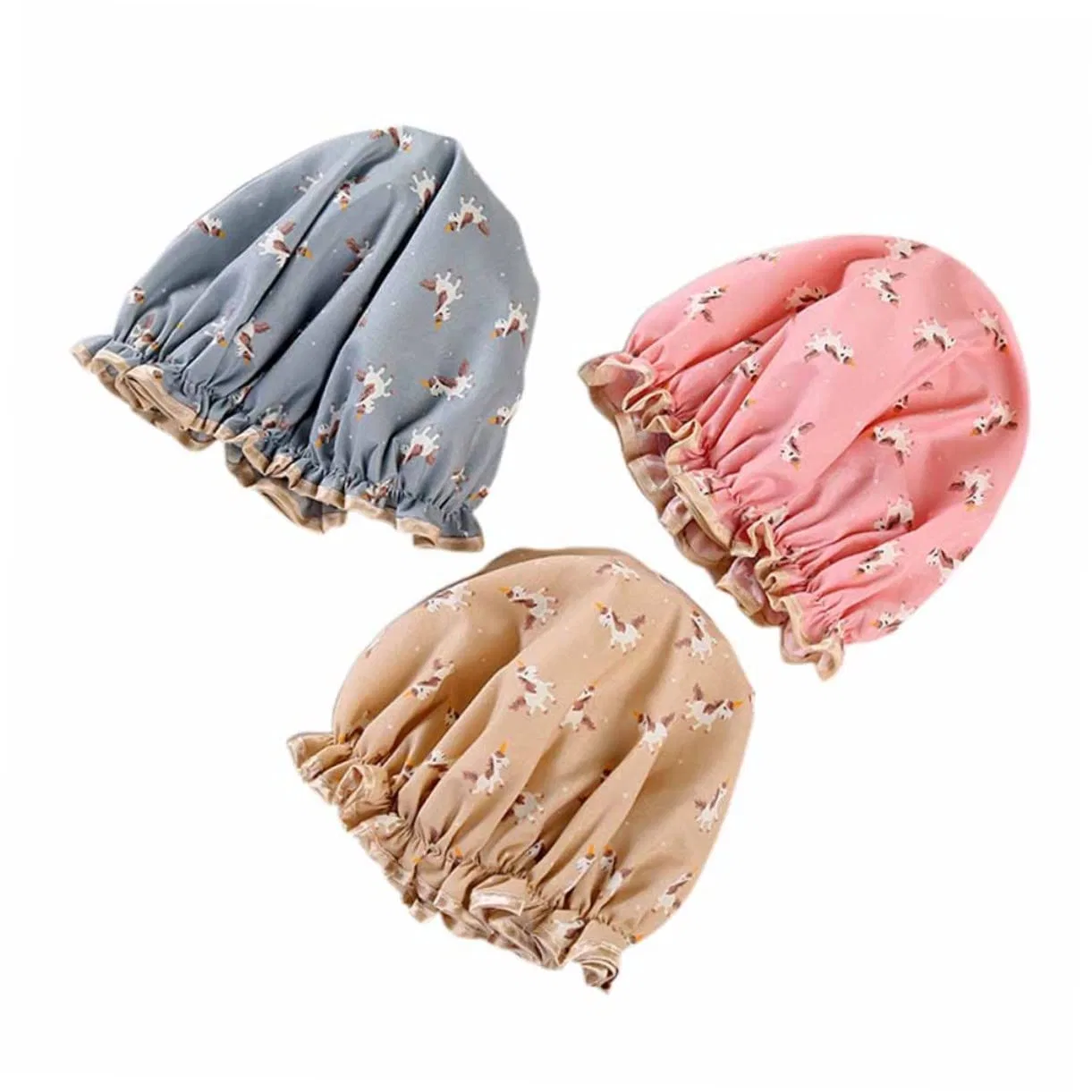 Шапочка для душа, 9 шт, Healvian, Cotton, 17x17x1.2 см, Pink, Grey, Khaki — фото 2