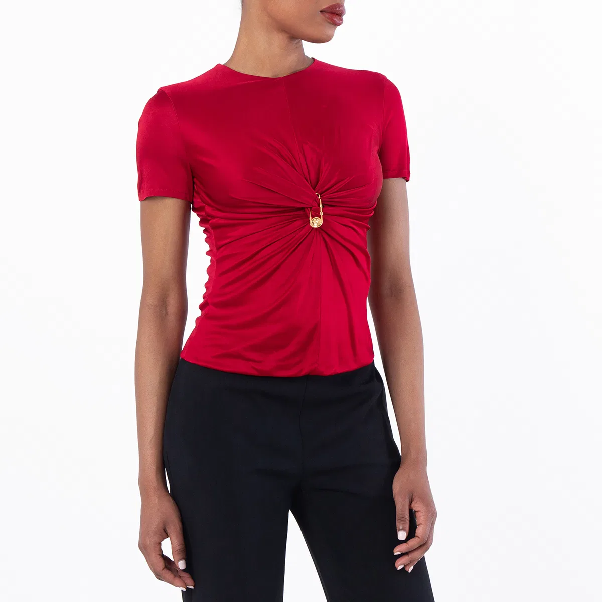 Топ с булавкой Safety Pin из вискозы Versace, Lipstick Red