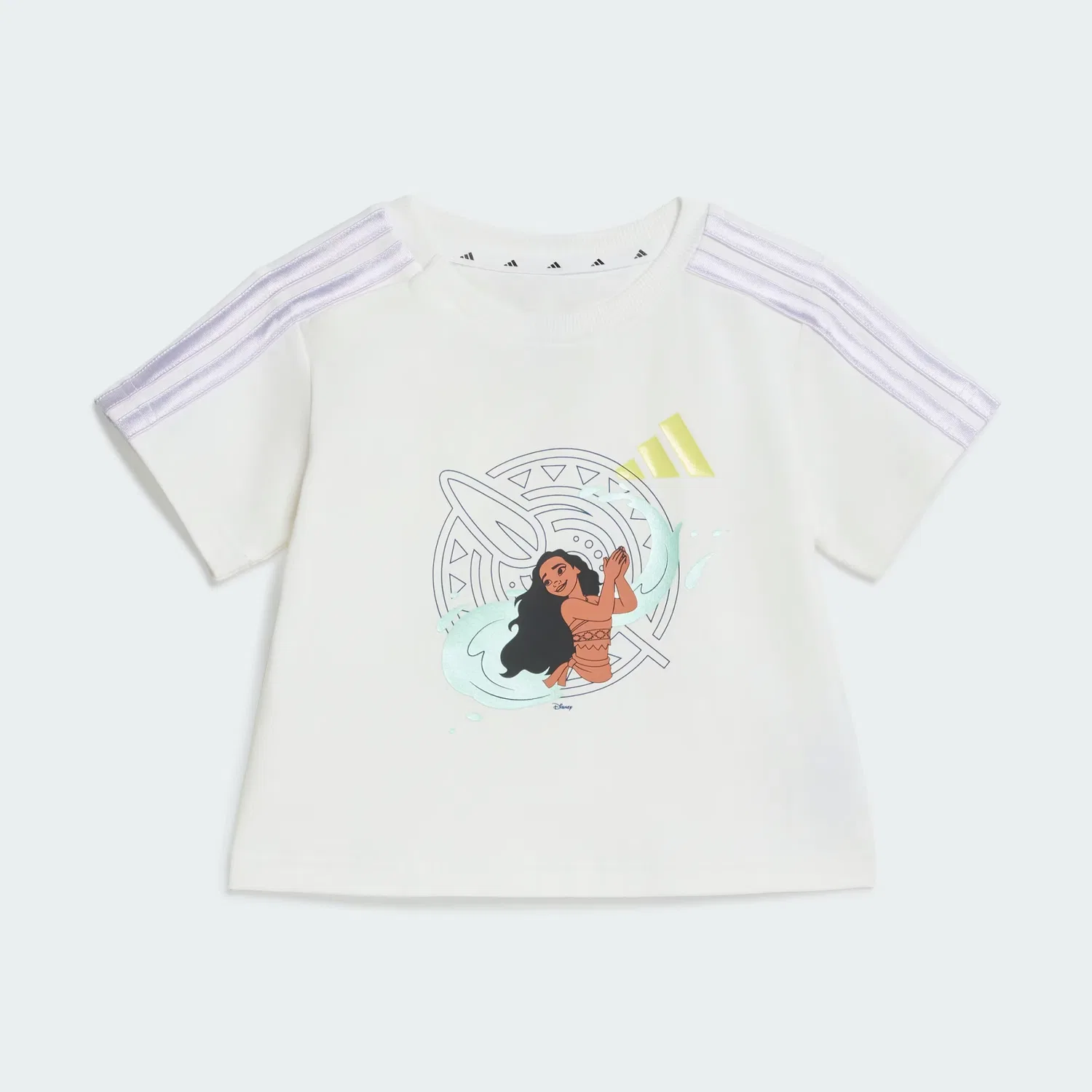 Детский комплект из футболки и шорт свободного кроя Disney Adidas Sportswear, белый/semi frozen lemon — фото 2