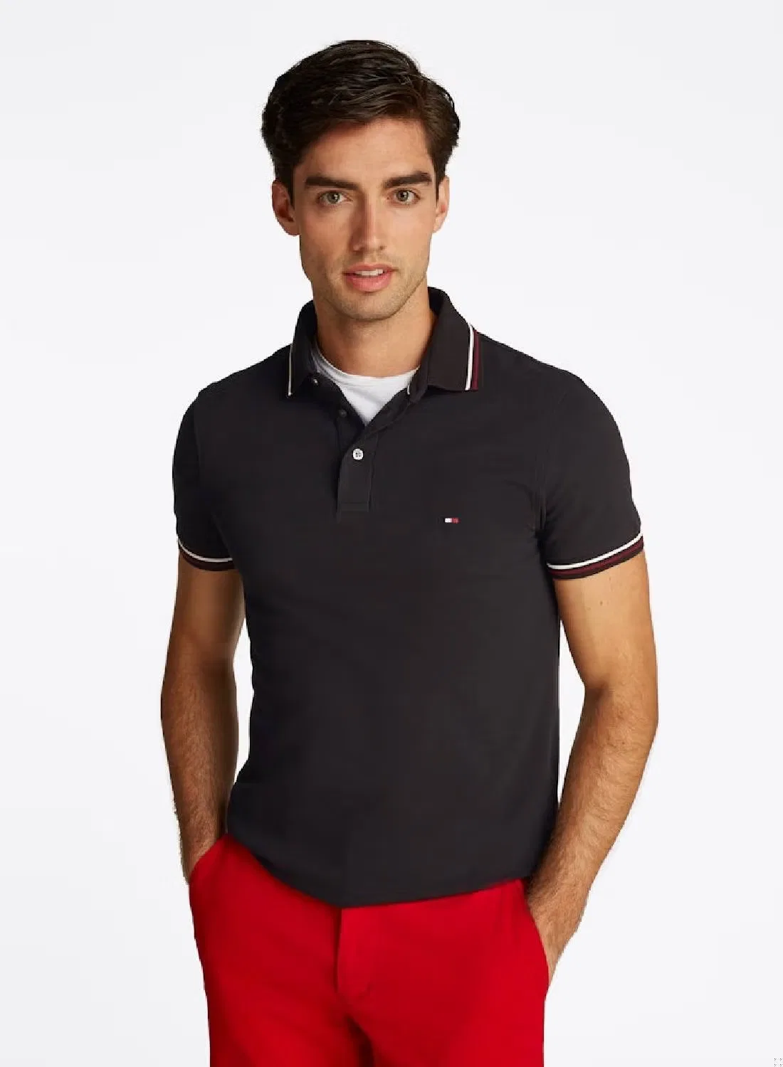 Поло с контрастной отделкой Tommy Hilfiger, черный