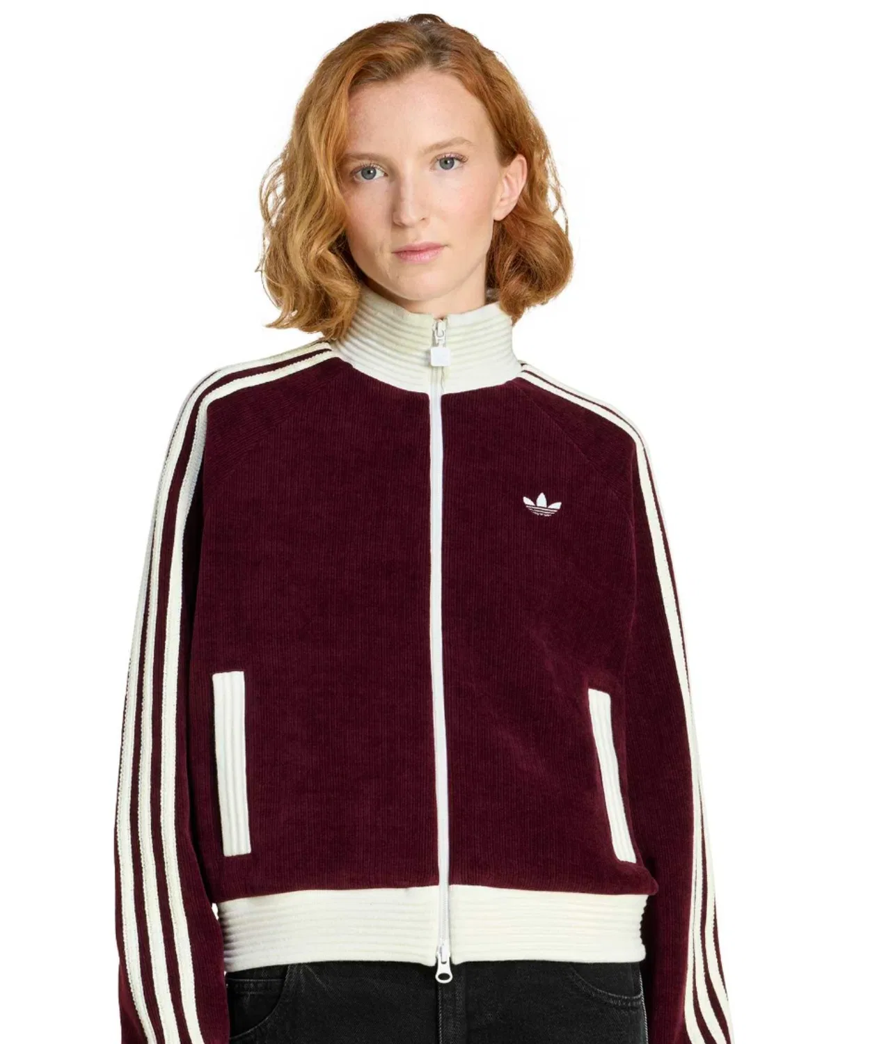 Толстовка adidas Velour Knit Track Top бордового цвета