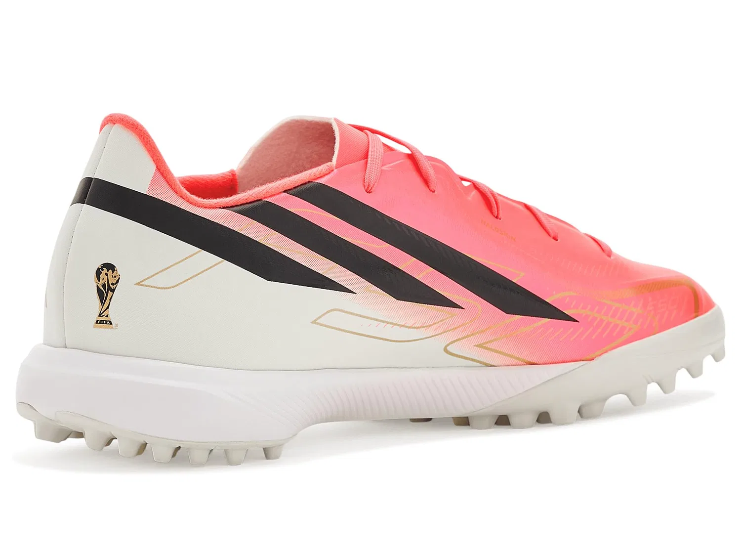 Бутсы F50 Hyperfast League Turf (для малышей, маленьких и больших детей) Adidas Kids, Solar Turbo/Core Black/Gold Metallic — фото 4