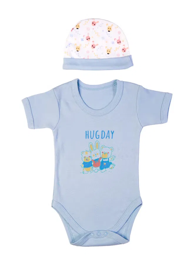 Комплект из 5 предметов для малышей с принтом Hug Day Babies Basic, голубой — фото 4