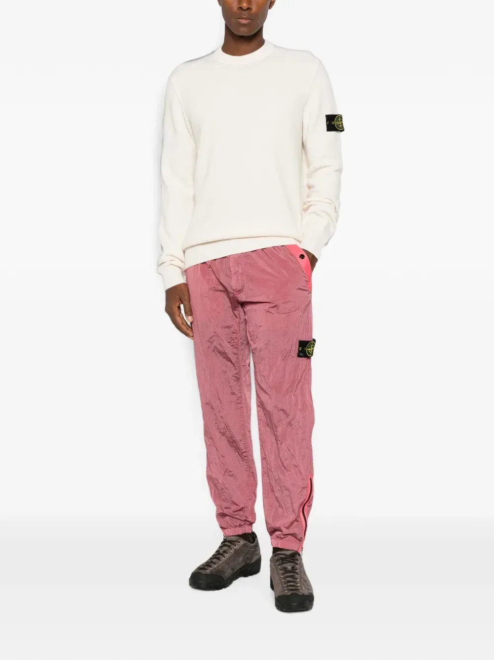 Спортивные брюки с нашивкой в виде логотипа Stone Island, розовый — фото 2