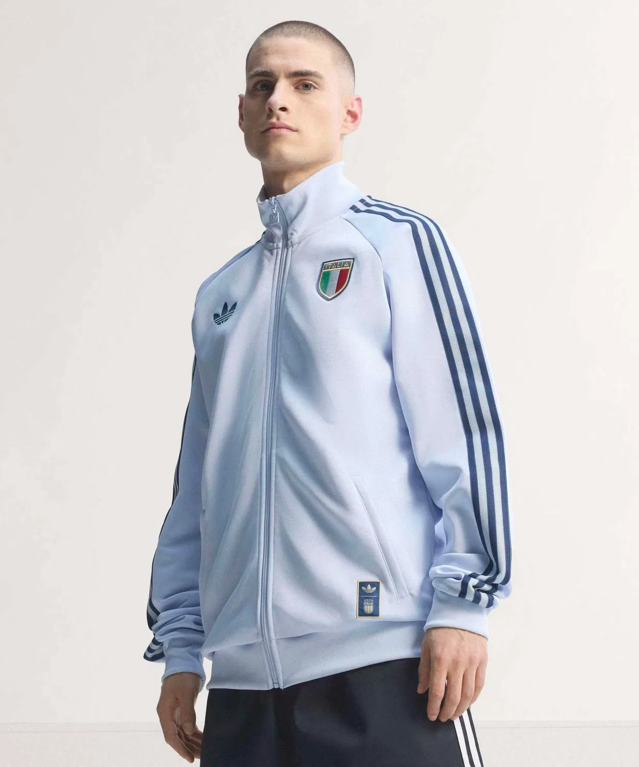Мужской трек-топ с принтом, модель Италия Ориджиналс Adidas, Blue