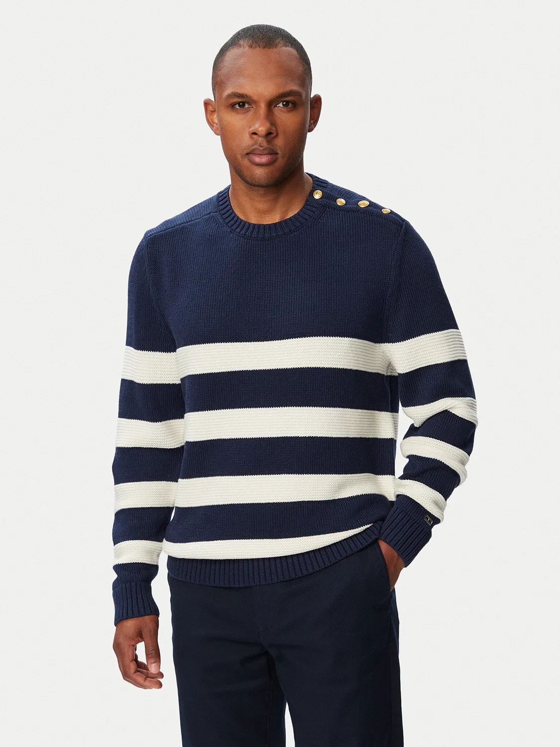 Мужской пуловер стандартного кроя Breton Tommy Hilfiger, темно-синий