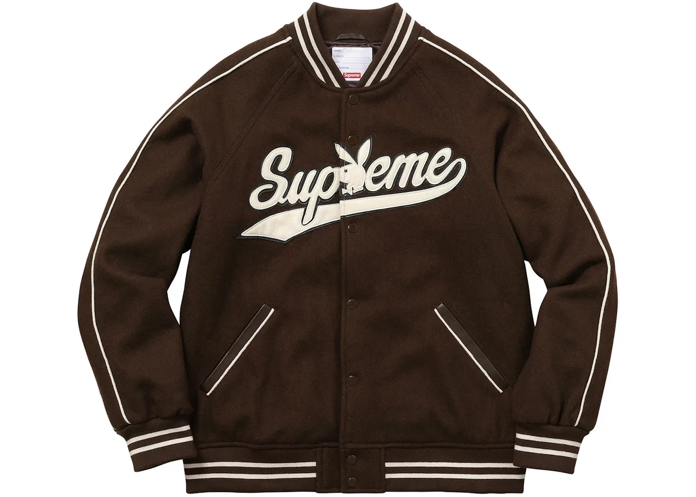 Мужская куртка-бомбер с принтом Supreme Playboy Wool Varsity, Brown