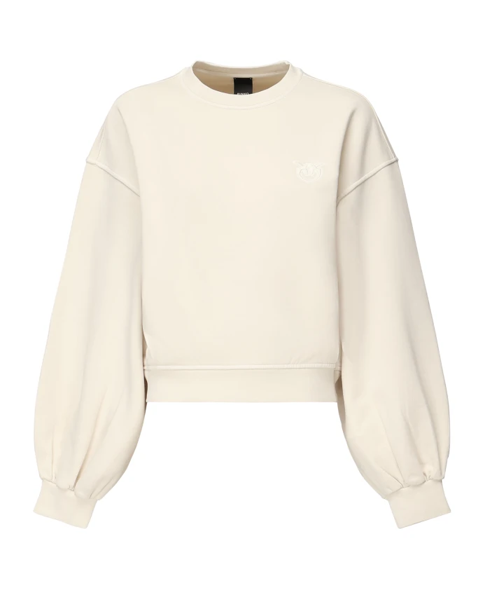 

Бежевый хлопковый свитер, свободный крой, длинные рукава. Pinko, бежевый