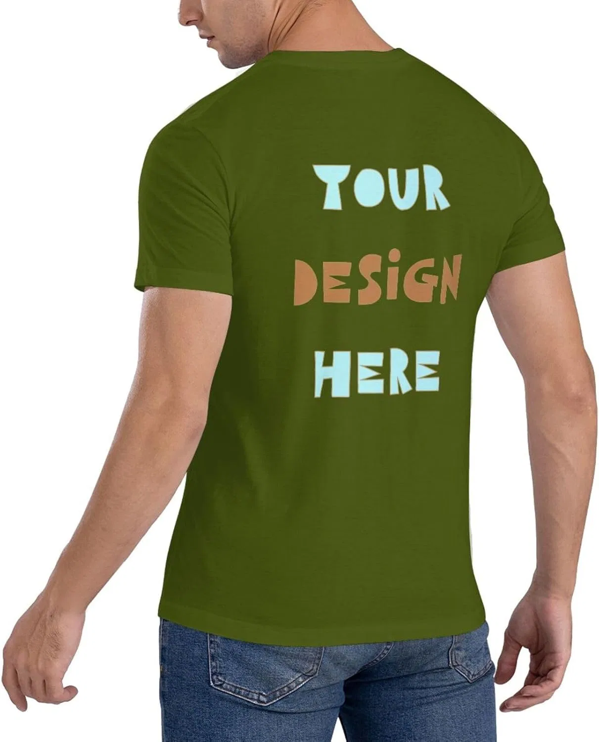 Футболка с принтом Custom, хлопок, Moss Green — фото 2