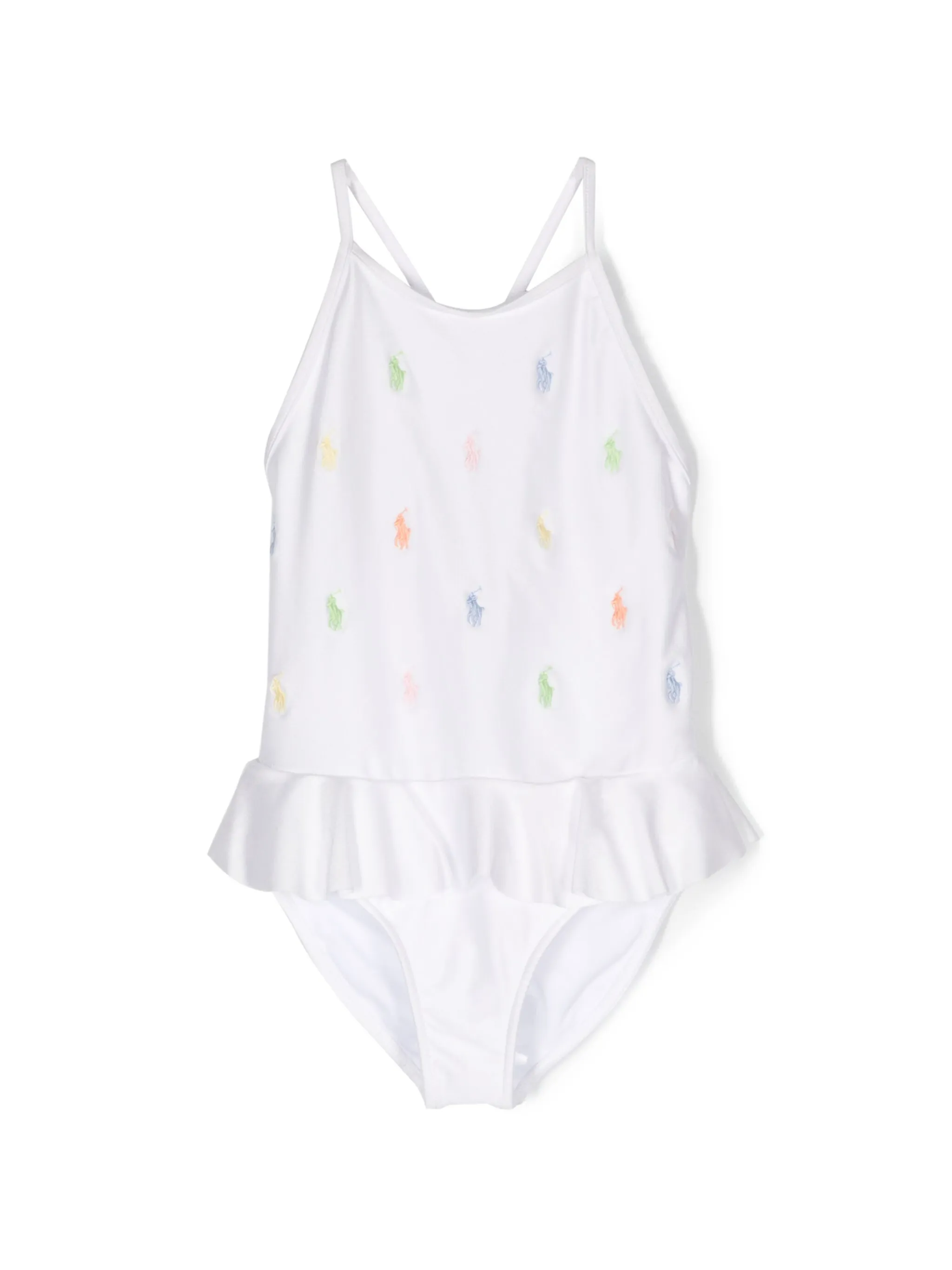 

Купальник с баской и вышитым логотипом Polo Ralph Lauren Kids, белый