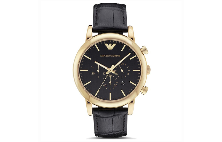 

EMPORIO ARMANI Мужские часы кварцевый механизм натуральный кожаный ремешок черный циферблат