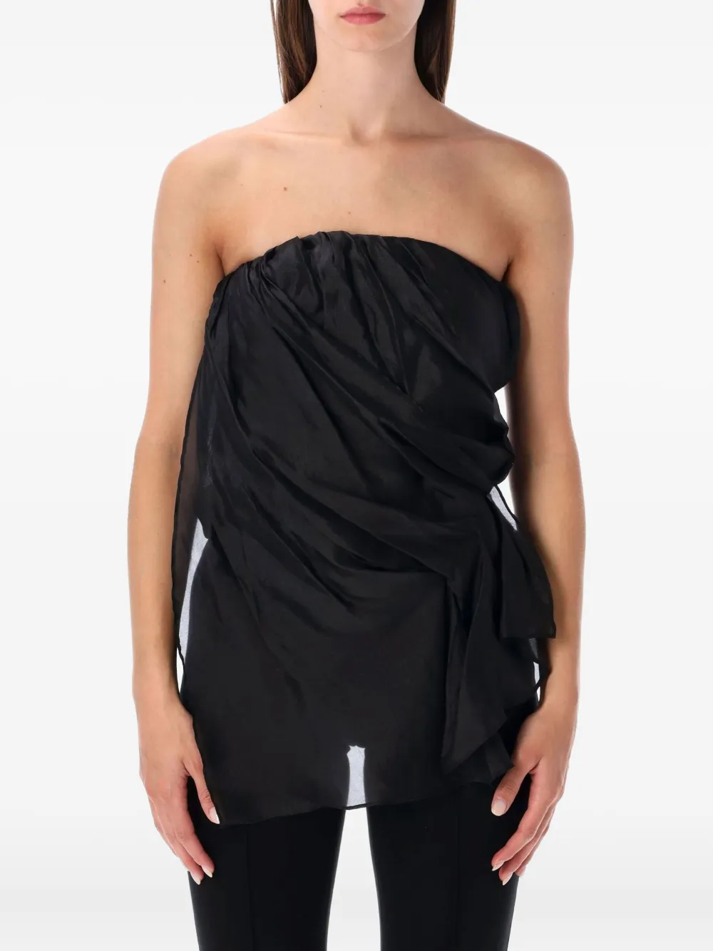 

Топ без бретелек с драпировкой от Gilian The Garment, черный